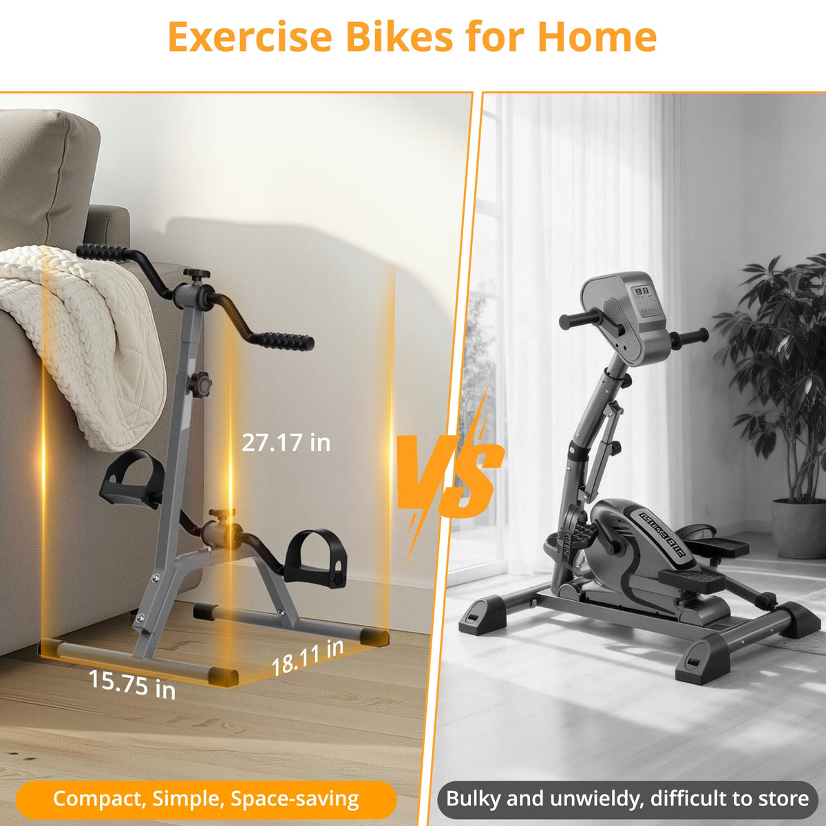 Adjustable Legs Arms Pedal Exerciser Bike for Seniors - Hand Arm Leg and Knee Therapy, Stroke Recovery, Portable Fitness Equipment for Total Body Workout Cardio Exercise - Great Gift for Elderly Rehab