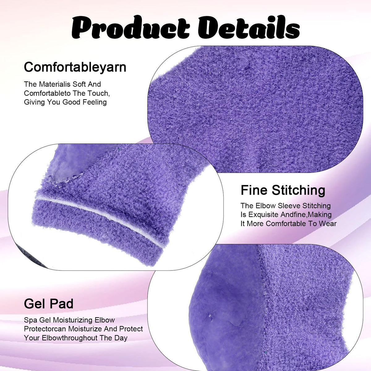 Classicseali 2 Pairs Elbow Moisturizing Sleeve,Elbow Pads for Women with Beauty Gel Moisturizing, Elbows Protectors for Elderly, for Moist Chapped Dry Skin Care,Cover Heel Socks,Elbows Sleeves