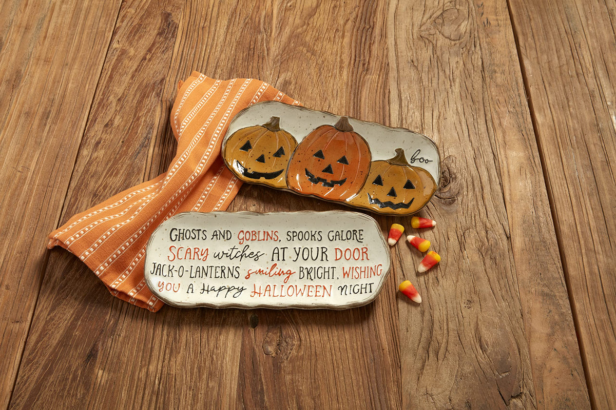 Mud Pie Stoneware Halloween Everything Plate, 9" x 4" wide, Orange