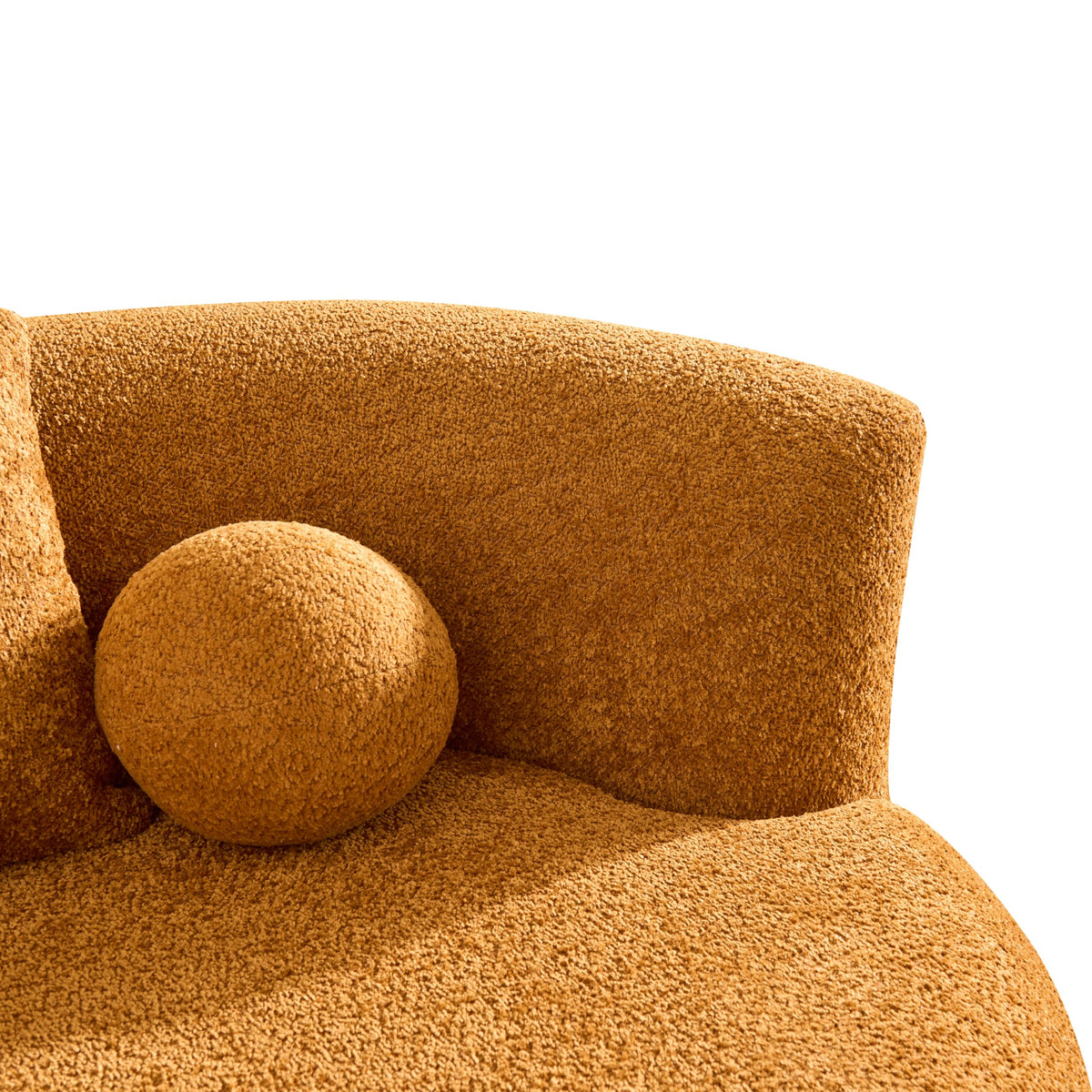 Christopher Knight Home Nomad Curved Sofa, 90" Boucle Upholstered 3 Seater Couch with Decor Cushions, Modern Cloud Couch with Deep Seat, Fabric Upholstered Seating Set for Living Room Bedroom, Camel