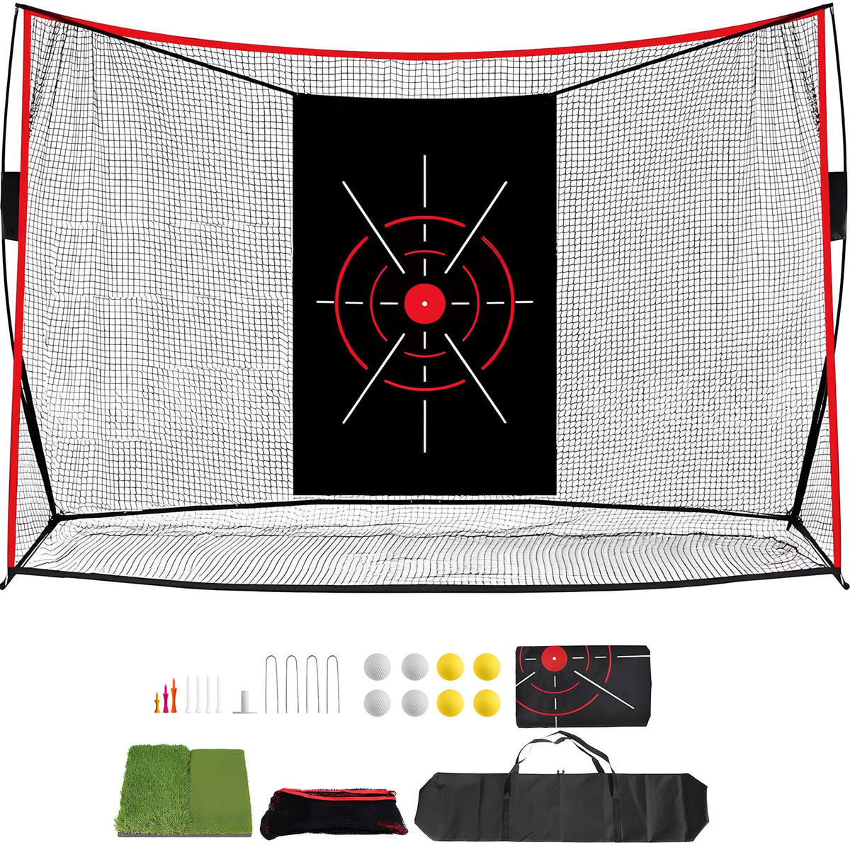 Aohanoi Golf Net, 10x7ft Golf Hitting Nets with a Turf Mats, Golf Practice Net for Backyard,Garage, Terrace Equipped with Noise Free Target, Great Gift for Fathers, Husbands and Professional Golfers