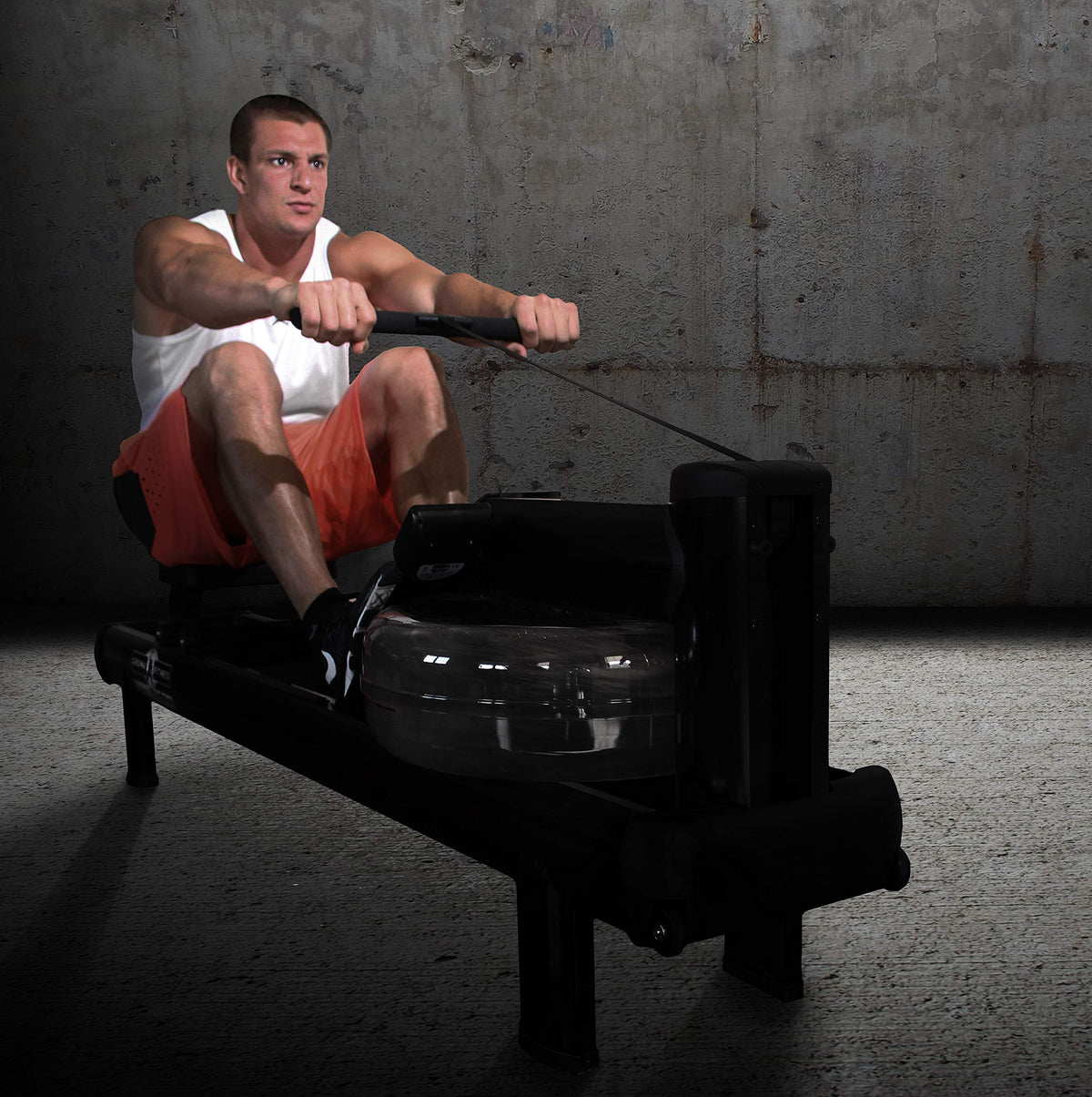 WaterRower Gronk Fitness M1 Hi Rise Water Rowing Machine with S4 BLE Monitor | Limited Edition Low Impact Cardio Workout Machine | Commercial Grade Water Rowing