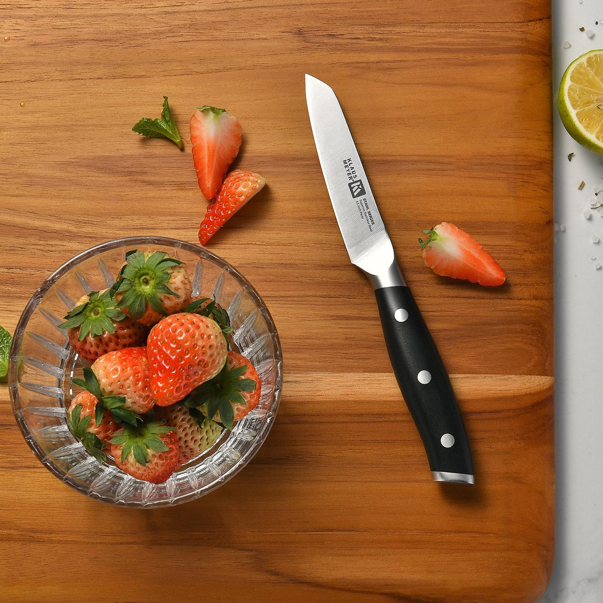 Klaus Meyer Stahl 3.5 inch Paring Knife High Carbon Exclusive German Steel Fruit Knife, Small Kitchen Knife with Ergonomic Handle (Black)