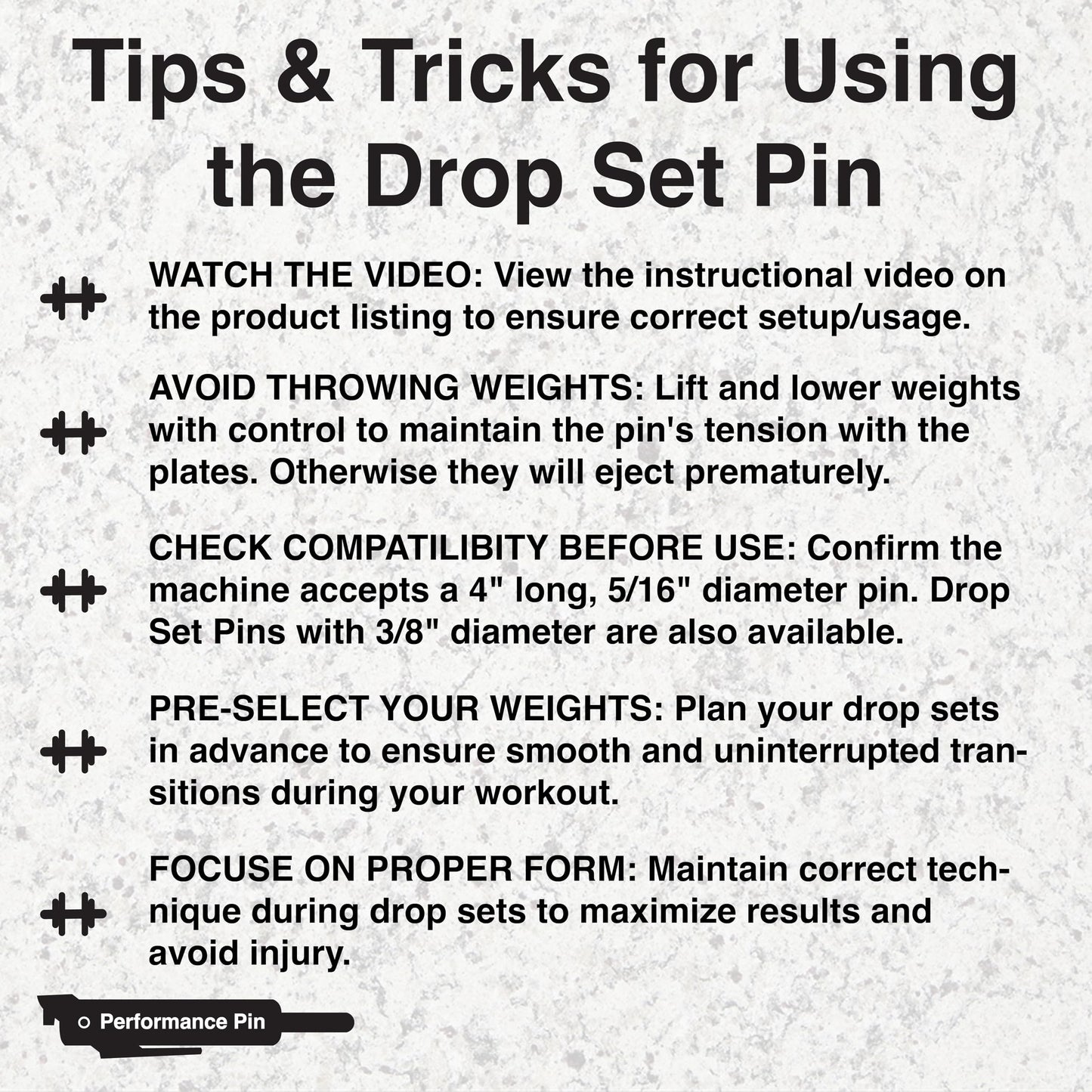 PERFORMANCE PIN The Original Drop Set Pins for Gym | One More Rep with Weight Stack Pins | Instant Transition to Lower Weights for More Reps | Proudly Made in America | 5/16" Pin | Black