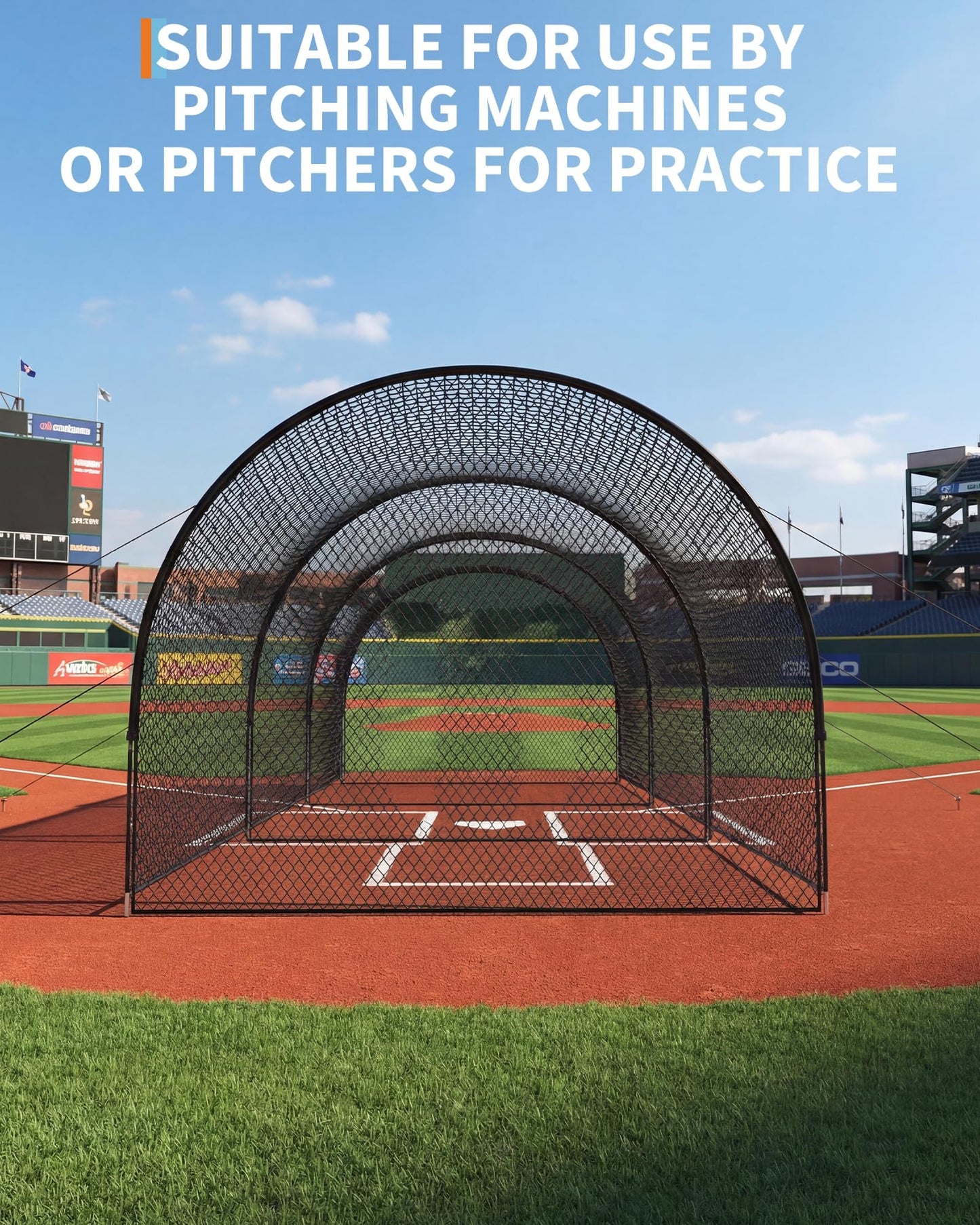 Garvee 33Ft Baseball Batting Cage, Baseball Training Equipment Netting Cages, with Frame & Net – Practice Hitting, Pitching & Golf in Backyard or Field