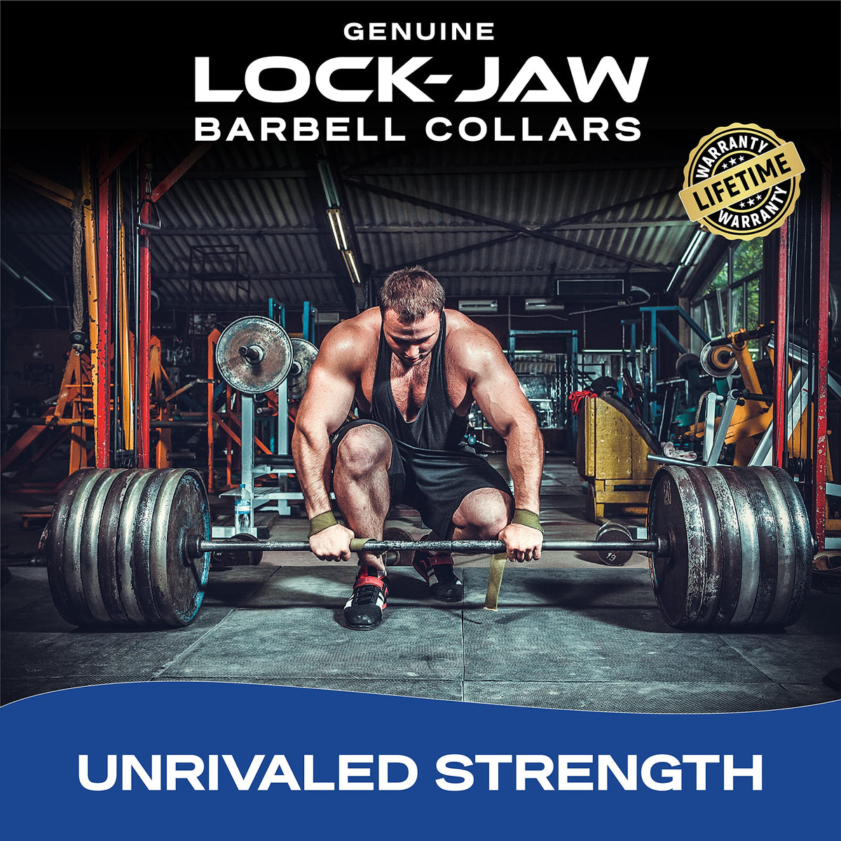 Lock-Jaw PRO 2 Barbell Collars Olympic Barbell Clamps 2 Pcs – Heavy Duty Bar Clamps for 2” & 50mm Olympic Bars – Secure Weight Bar Clamps for Strength Training & Home Gym Accessories – Blue