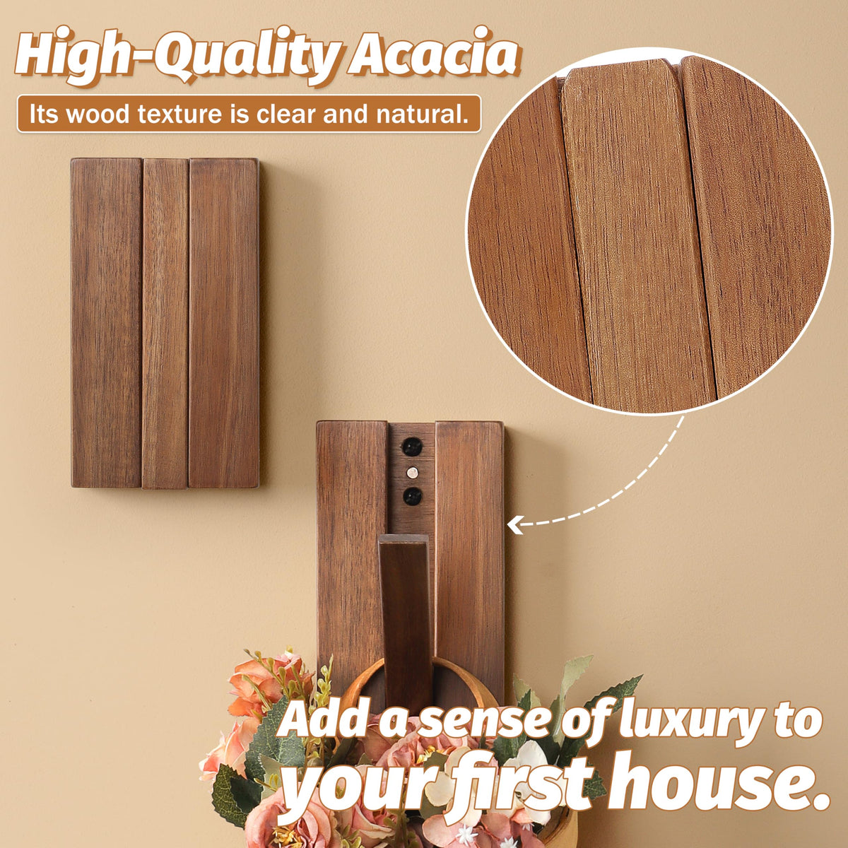 KYIAANY Wood Wall Hooks for Bathroom