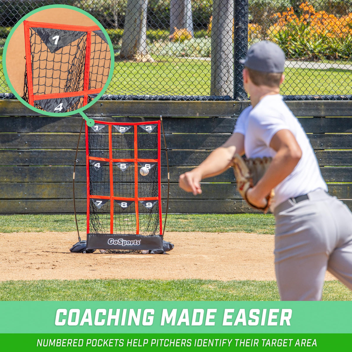GoSports 9 Hole Baseball & Softball Pitching Strike Zone Target Net - 49 x 30 Inches