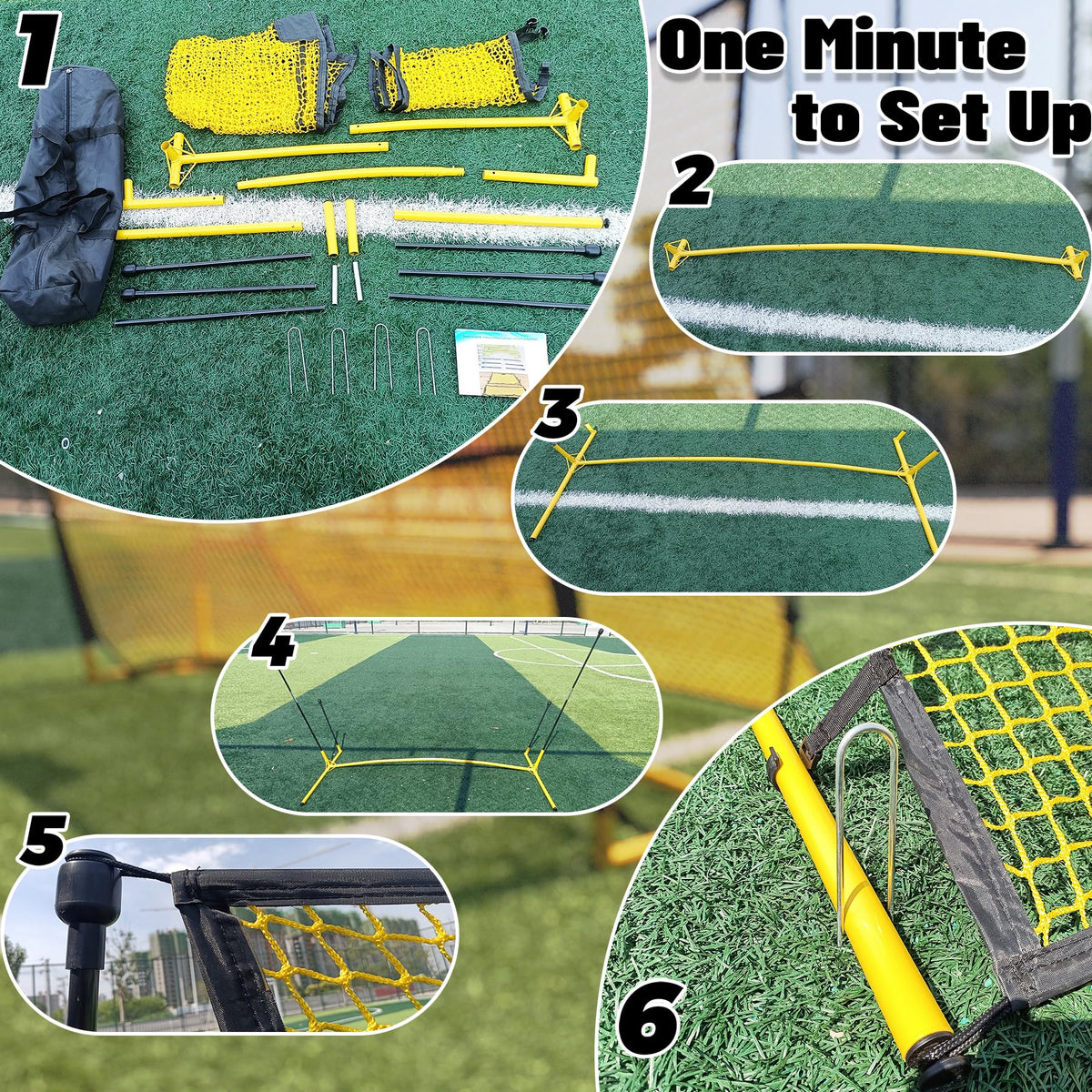 PreGymnastic Portable Soccer Rebounder with Carrying Bag, Dual-Sided Rebounder for Solo Passing, Receiving, Trapping Practice - Large & Small Rebound Net, Weather Resistant