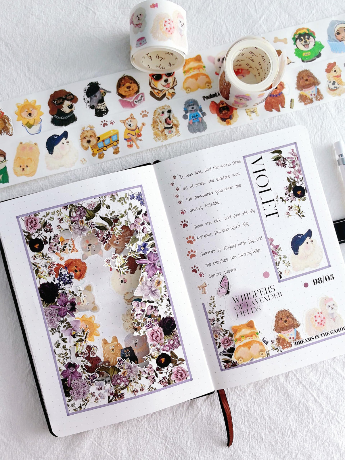 WT Tail Waggers Washi Tape Sticker Set, 4 Rolls, Original Designs, Cute Pet-Themed Decorative Tape for Scrapbooking, Journaling, Planners & DIY Crafts