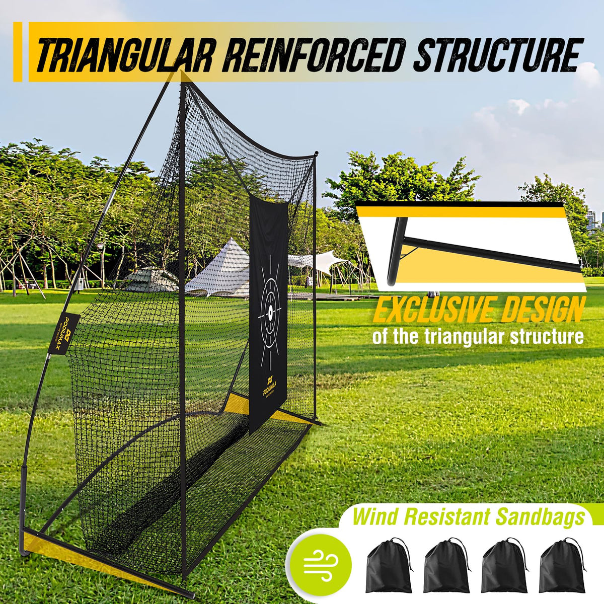 PodiuMax Golf Net, 10x7ft Golf Practice Net with Noise Reduce Silk Target Driving Real Balls, Hitting Nets for Backyard Garage, Improve Chipping Putting Pitching,Gift for Men & Golfers