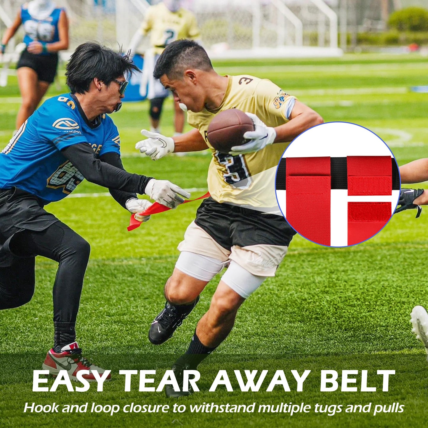 Uikro Flag Football Belts, 14 Player Flag Football Set with 42 Flags for Adults Youth Kids, Sports Training Competition (Yellow & Red, 14 Player, 42 Flags)