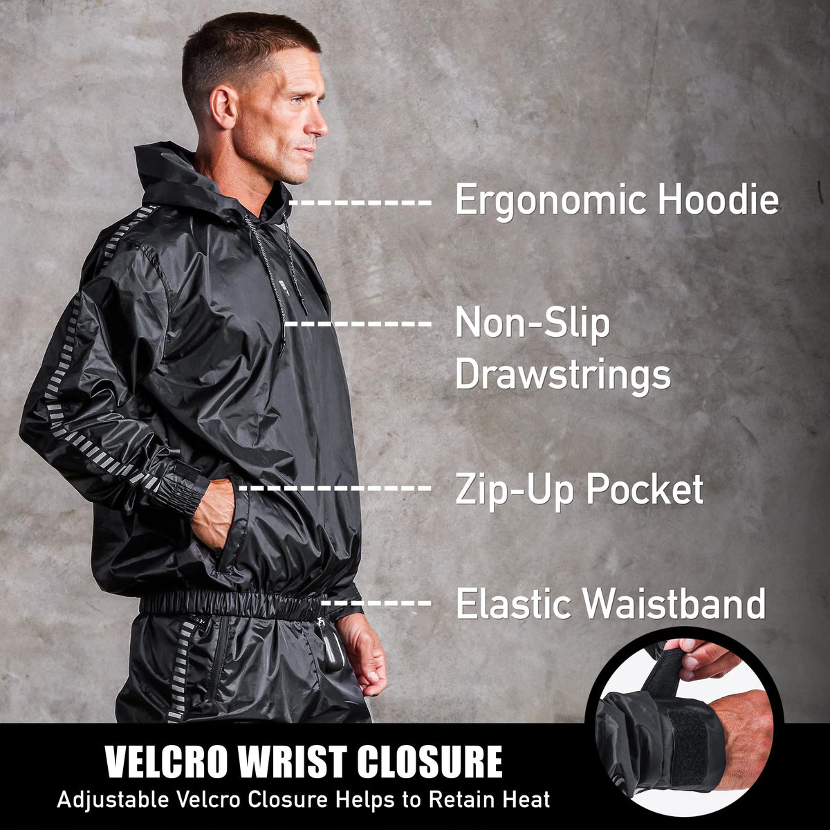 Elite Sports Sauna Suit for Weight Loss Men & Women Boxing MMA Wrestlers Gym Sweat Hoodie Sauna Suits Wrap Full Body Workout (Black, X-Large)
