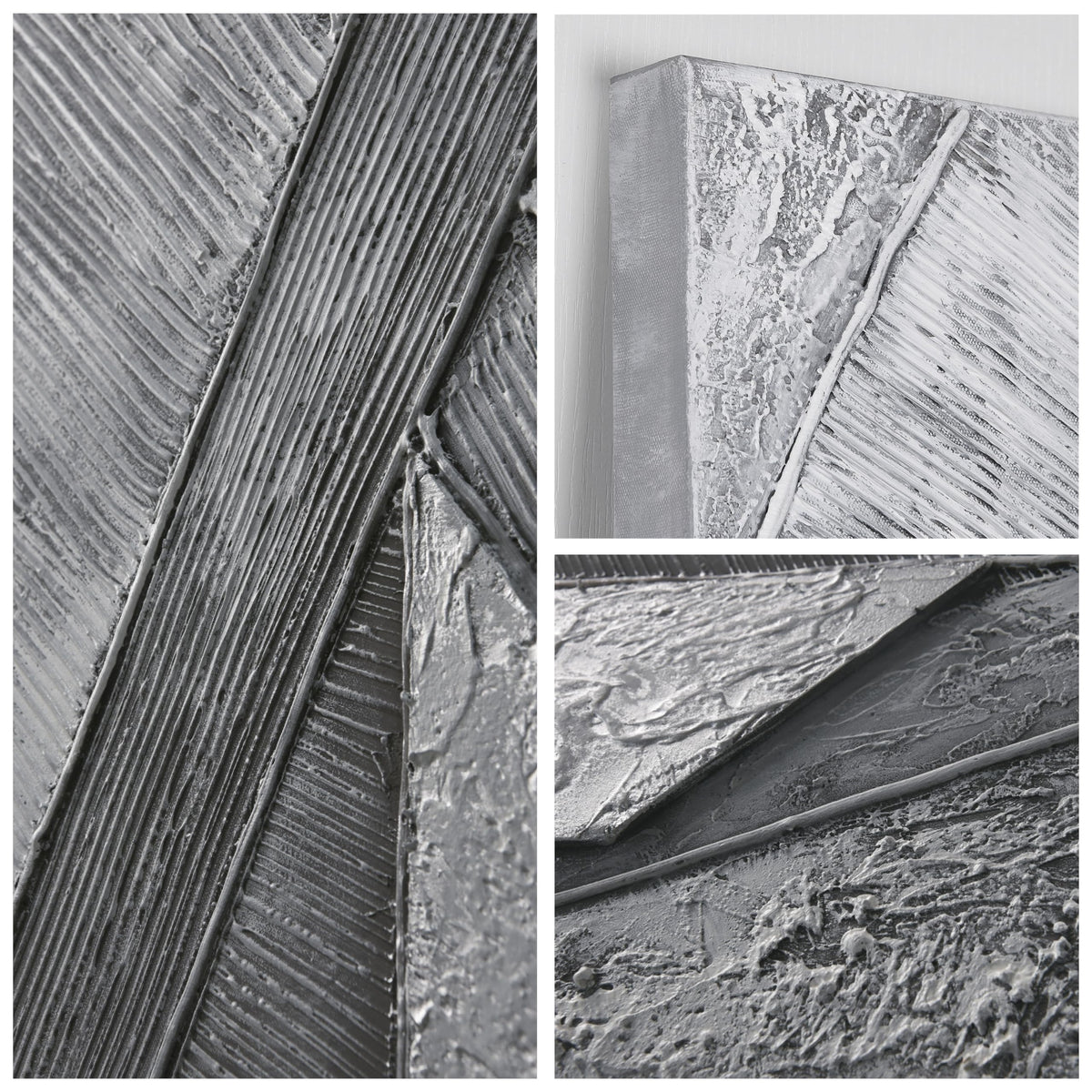 Empire Art Direct Abstract Wall Art Textured Hand Painted Canvas by Martin Edwards, Triptych, 60" x 20" each, Diamonds