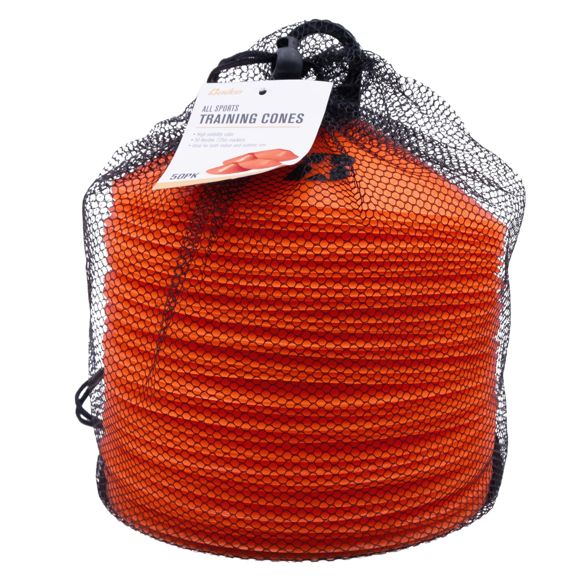 Baden | Flexible & Durable 7.25" Training Cones | Indoor/Outdoor All Sports | Orange | 50 Pack