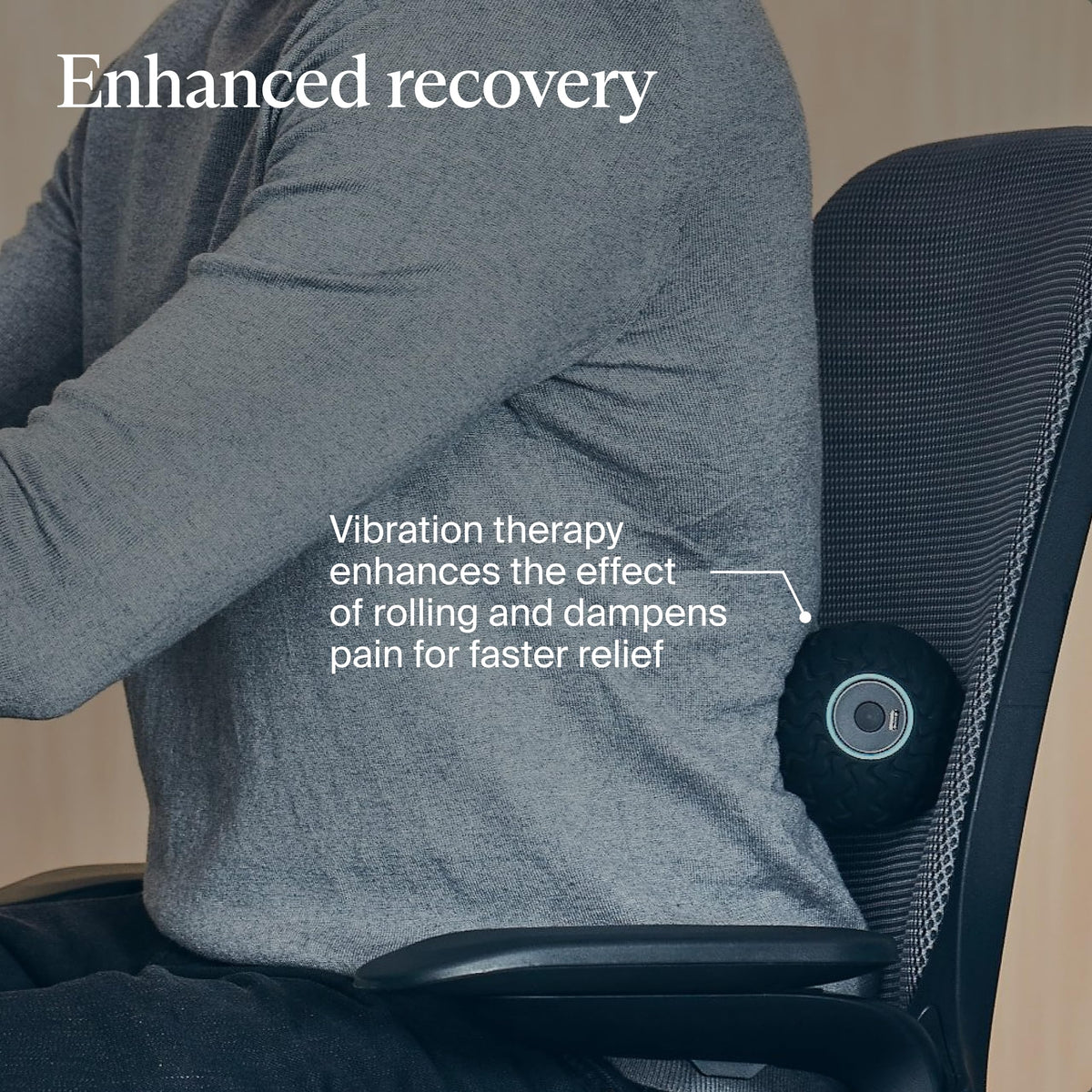 Therabody WaveSolo - Handheld Bluetooth Enabled Massage Device, Ultra Portable Vibration Therapy Ball w/QuietRoll Technology & 3 Customizable Vibration Frequencies