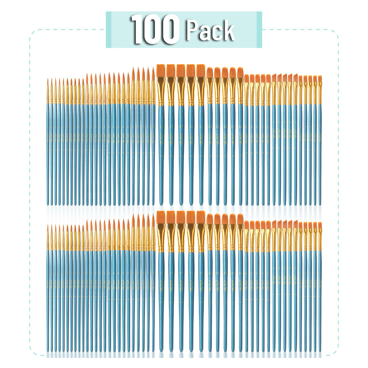 Mr. Pen- Acrylic Paint Brushes Set, 100 Pack, Round & Pointed Tip, Nylon Hair Artist Brushes Bulk for Watercolor, Oil, Rock, Face, Nail, Miniature, Canvas, Detailing, Drawing, Art Supplies