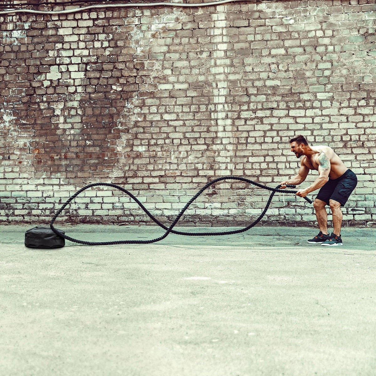 Meister Portable Battle Rope Anchor - Sand-Weighted Base for Rope & Fitness Training - Black