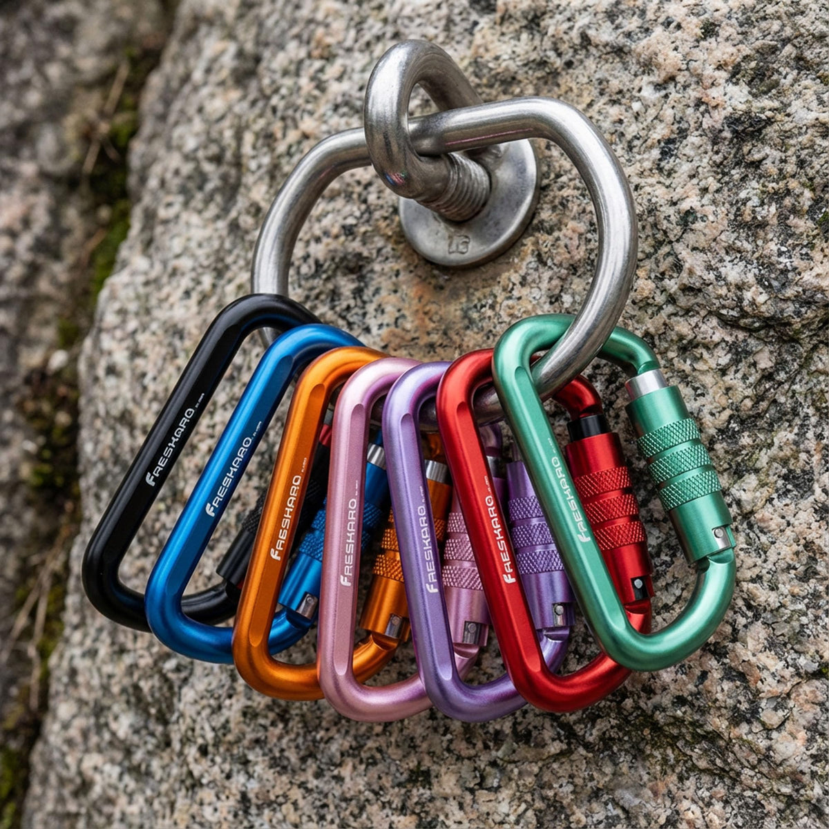 FresKaro 3inch Auto Locking Carabiner Clips, Solid D Shape Style, Heavy Duty Keychain Aluminum Carabiner - Holds a Maximum of 2698lbs, Lightweight 1.09oz, for Hammock, Hiking, Dog Leash, 3pack, Red