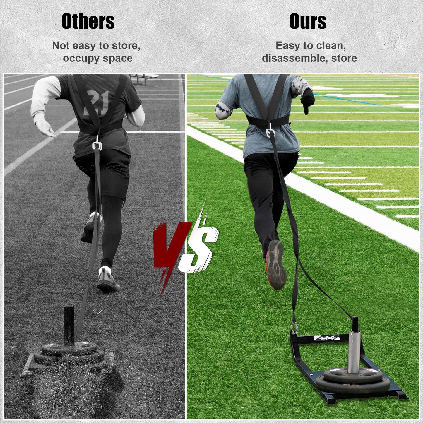 GanFindX Weight Sled, Workout Fitness Training Sled, Speed Training Sled for Athletic Exercise, Fitness Strength Training and Speed Improvement, Suitable for 1" & 2" Weight Plate