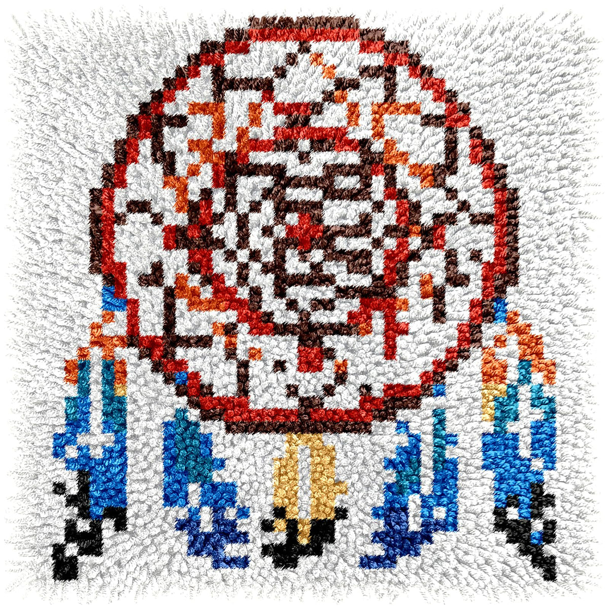 Manzapu Latch Hook Rug Kits for Adults Beginners, 30cm*30cm Small Home Decor Rugs Making Kit with Crochet Tool ＆ Precut Yarns and Coded Canvas Christmax Halloween Craft Gifts for Women Mom