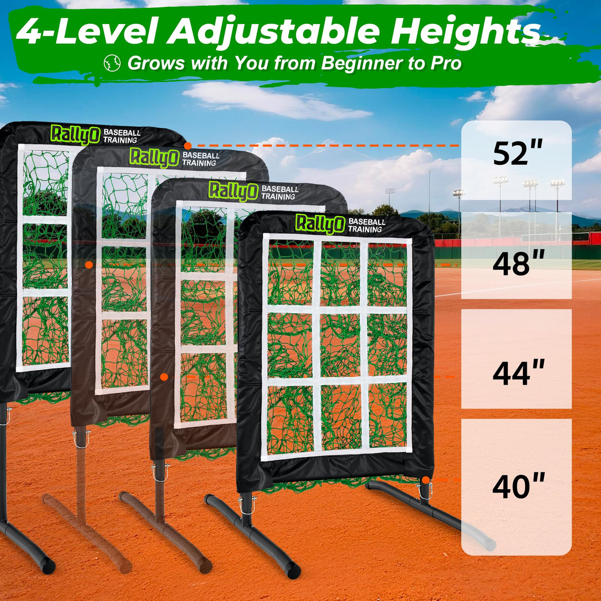 Pitching Net, 9 Hole Baseball & Softball Pitching Net with Strike Zone, Adjustable Pitching Target with 9 Pocket Design, Portable（Superior Net）