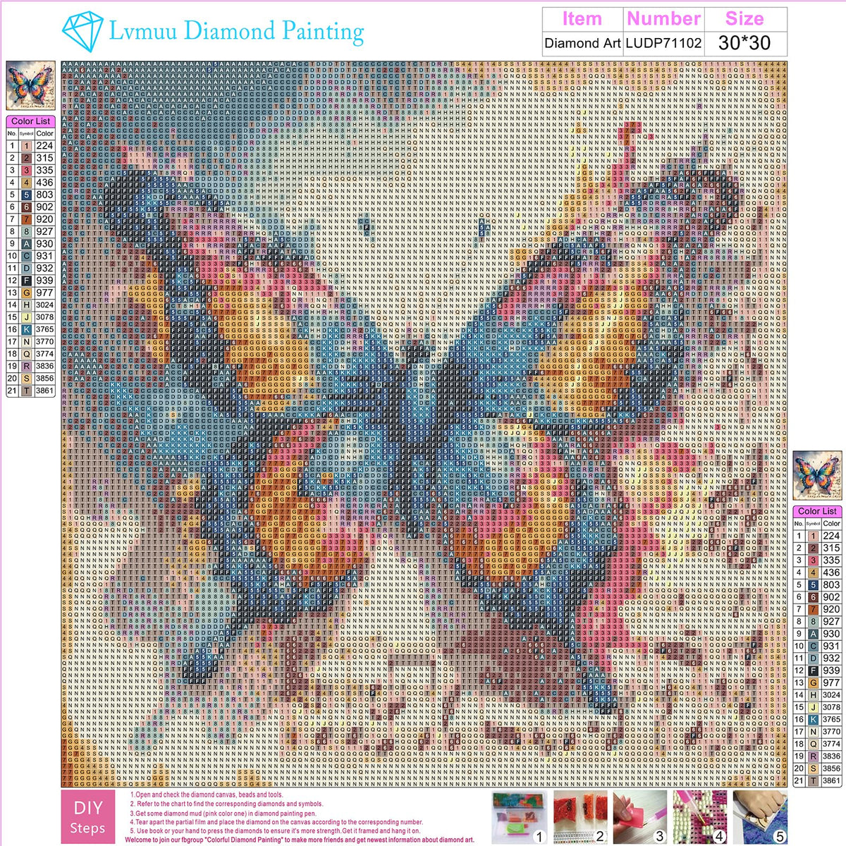 5D Butterfly Diamond Art Kits for Adults, Full Square Drill Fantasy Animal DIY Diamonds Painting Set Paint By Numbers, Shiny Beads Art Craft 12x12in for New Beginners Home Decoration