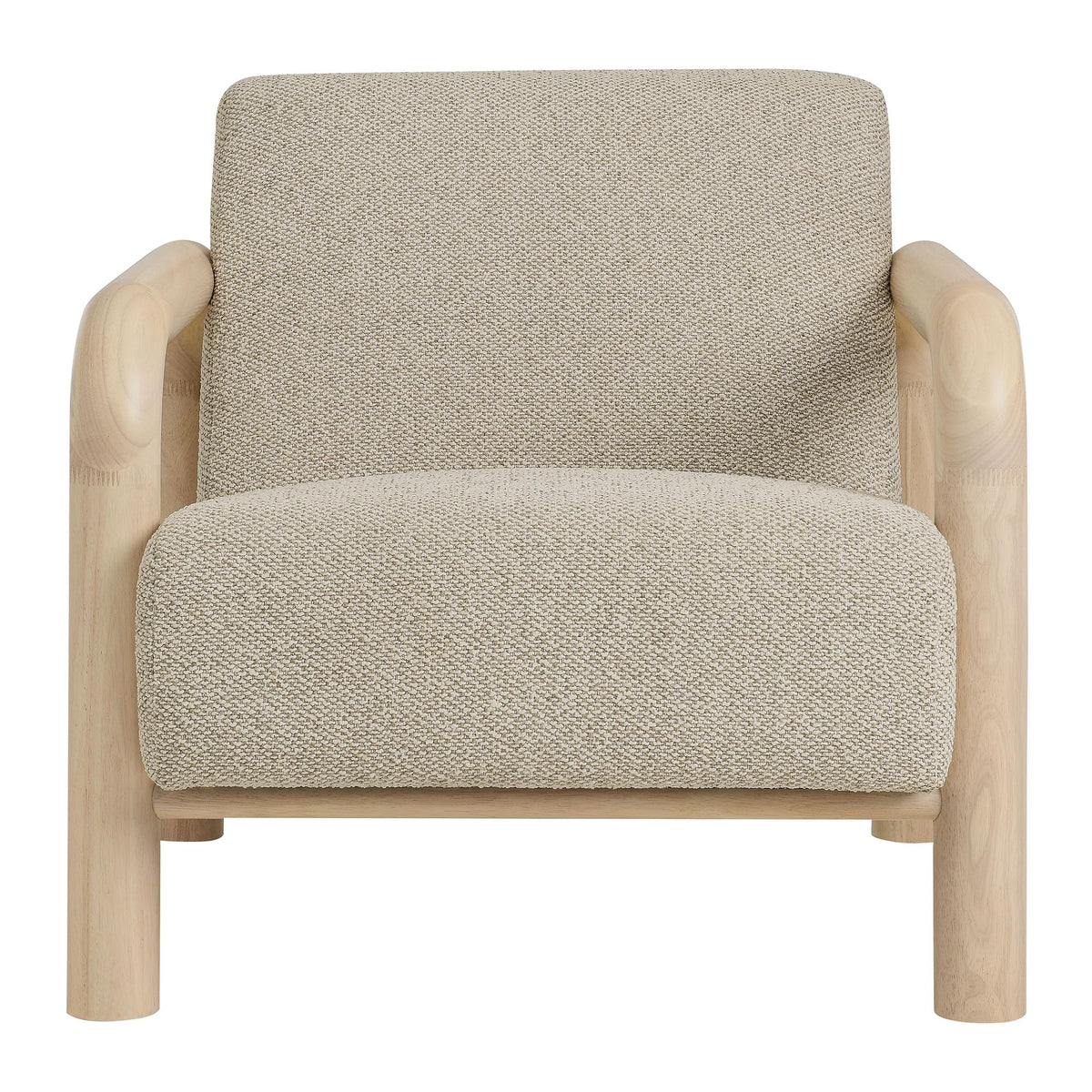 Modway Sereno Modern Boucle Fabric Accent Chair in Marble Oak with Rounded Wood Armrests – Upholstered Lounge Chair for Living Room or Bedroom