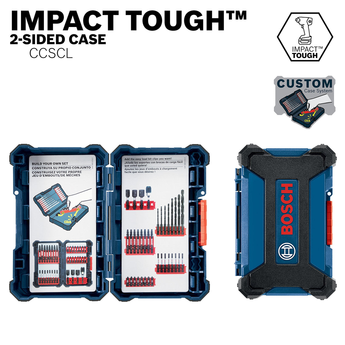 BOSCH CCSCL Large Custom Case System Storage Organizer – Durable, Customizable Empty Case for Impact Tough Driver & Drill Bits (Tool Organization Case)