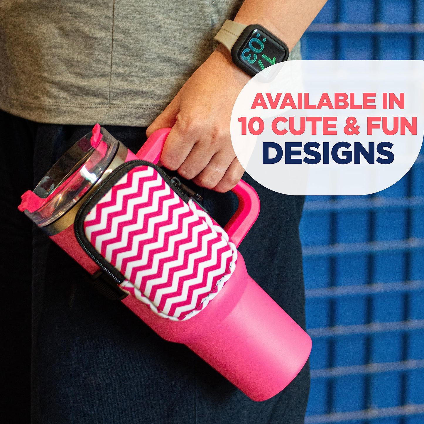 Water Cup Bottle Pouch Accessory | Compatible with Stanley Tumbler| Great for Workouts, Gym, Running, Walking, Sports| Keeps Cards, Keys, and Earphones Safe| Fun and Cute Designs (Checkered)