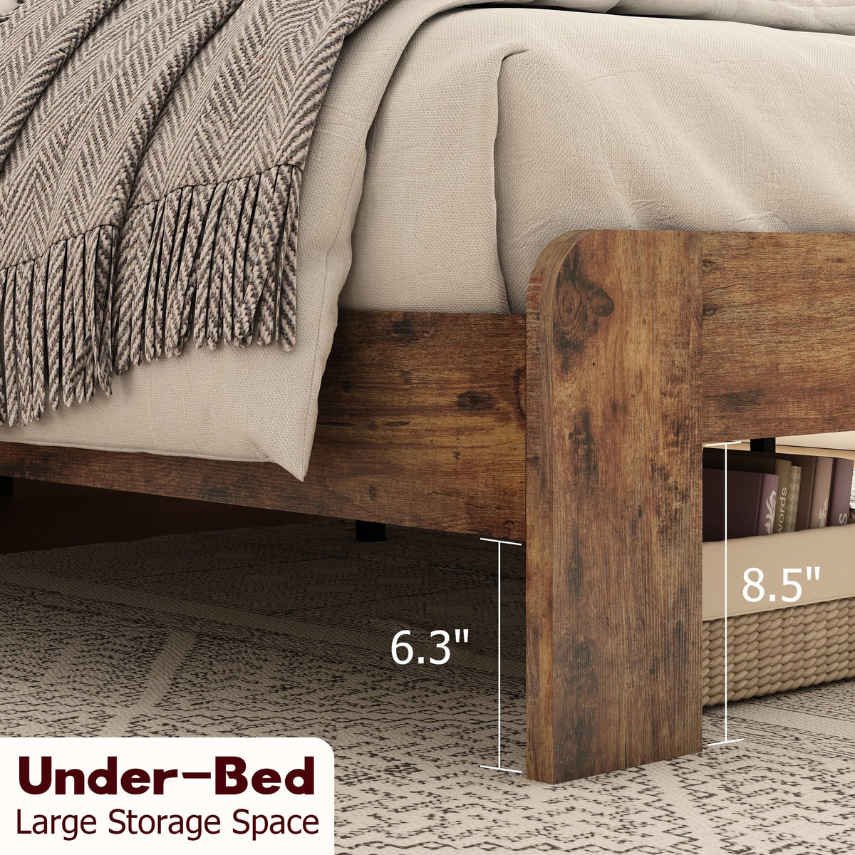 Ball & Cast King Size Bed Frame,Wood Platform Bed Frame King with Storage Headboard, LED Light & USB Port,Noise Free,No Box Spring Needed,Easy Assembly,Dark Brown