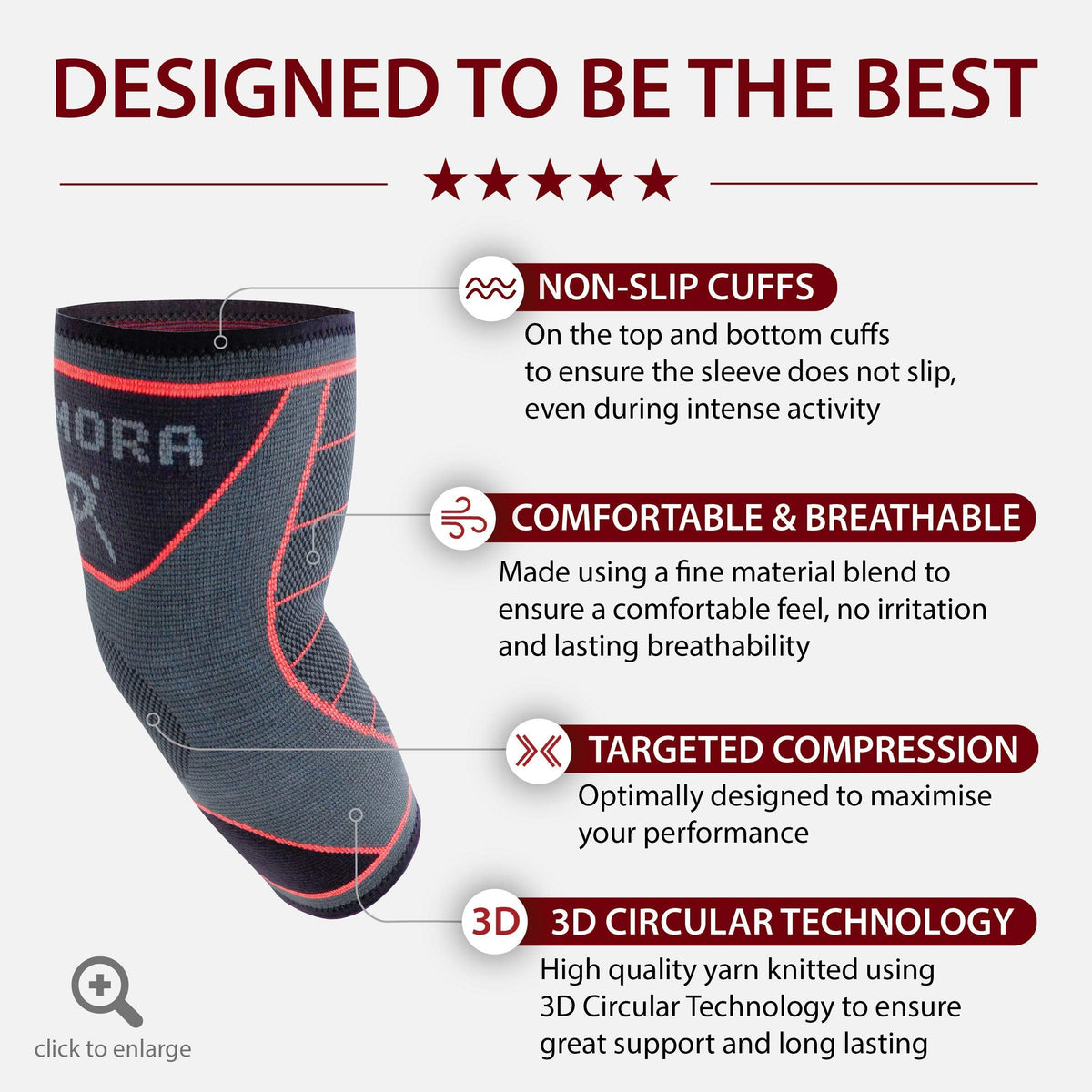 Rymora Elbow Support Sleeve for Men and Women (Single Sleeve) (Small) [S] - Support for Golfers Elbow, Tendonitis, Joint Pain Relief, Arthritis, Etc