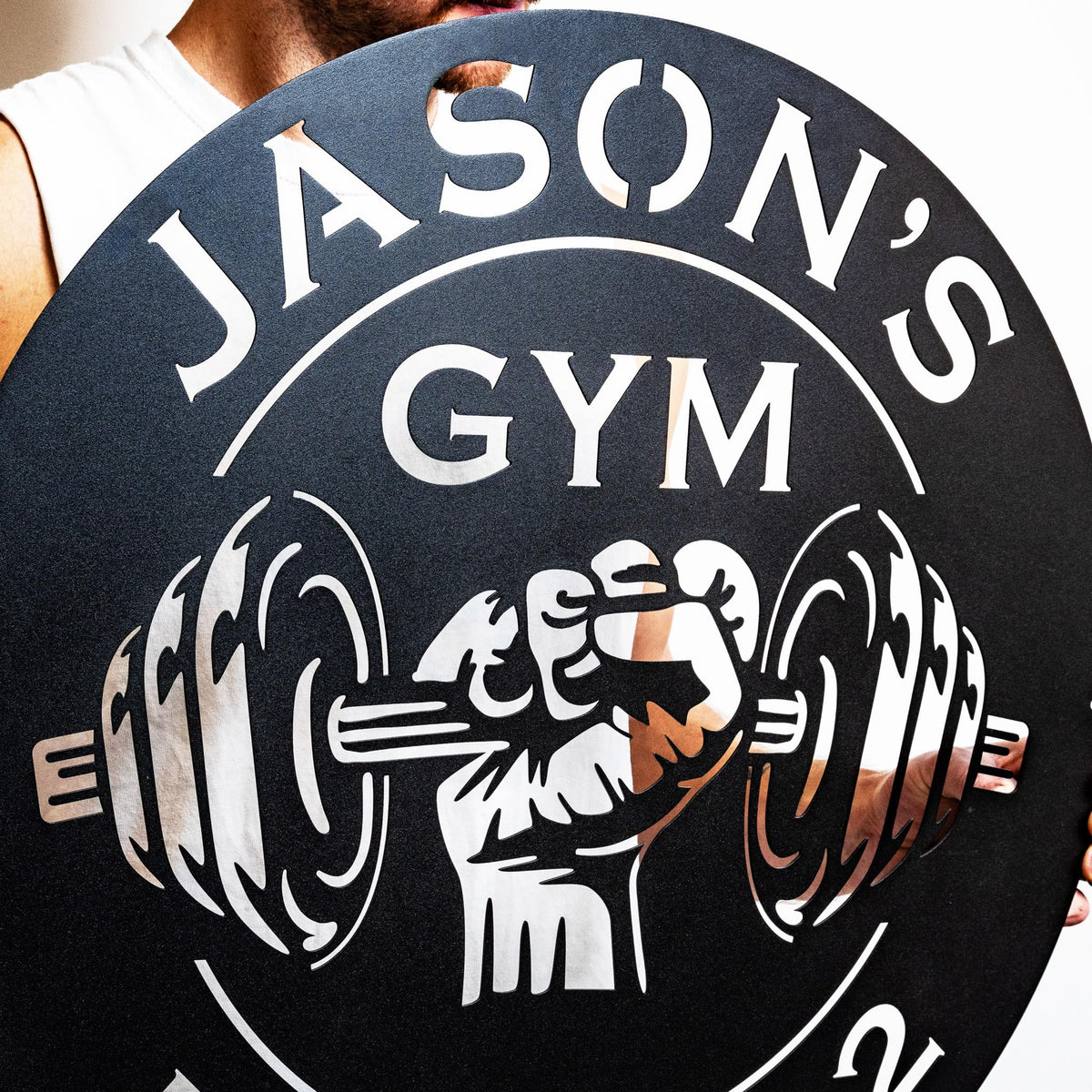 Custom Metal Dumbbell Gym Name Sign, Weightlifting Workout Room Wall Art, Personalized Home Gym Sign, Custom Gym Decor, Workout Garage