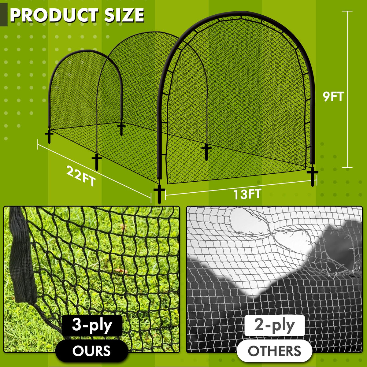 Hazacl Baseball Batting Cage for Backyard, Softball Cage Batting Net Portable with Carrying Bag Detachable Door with Hitting Target for Batting Training Pitching Practice (22 ft)