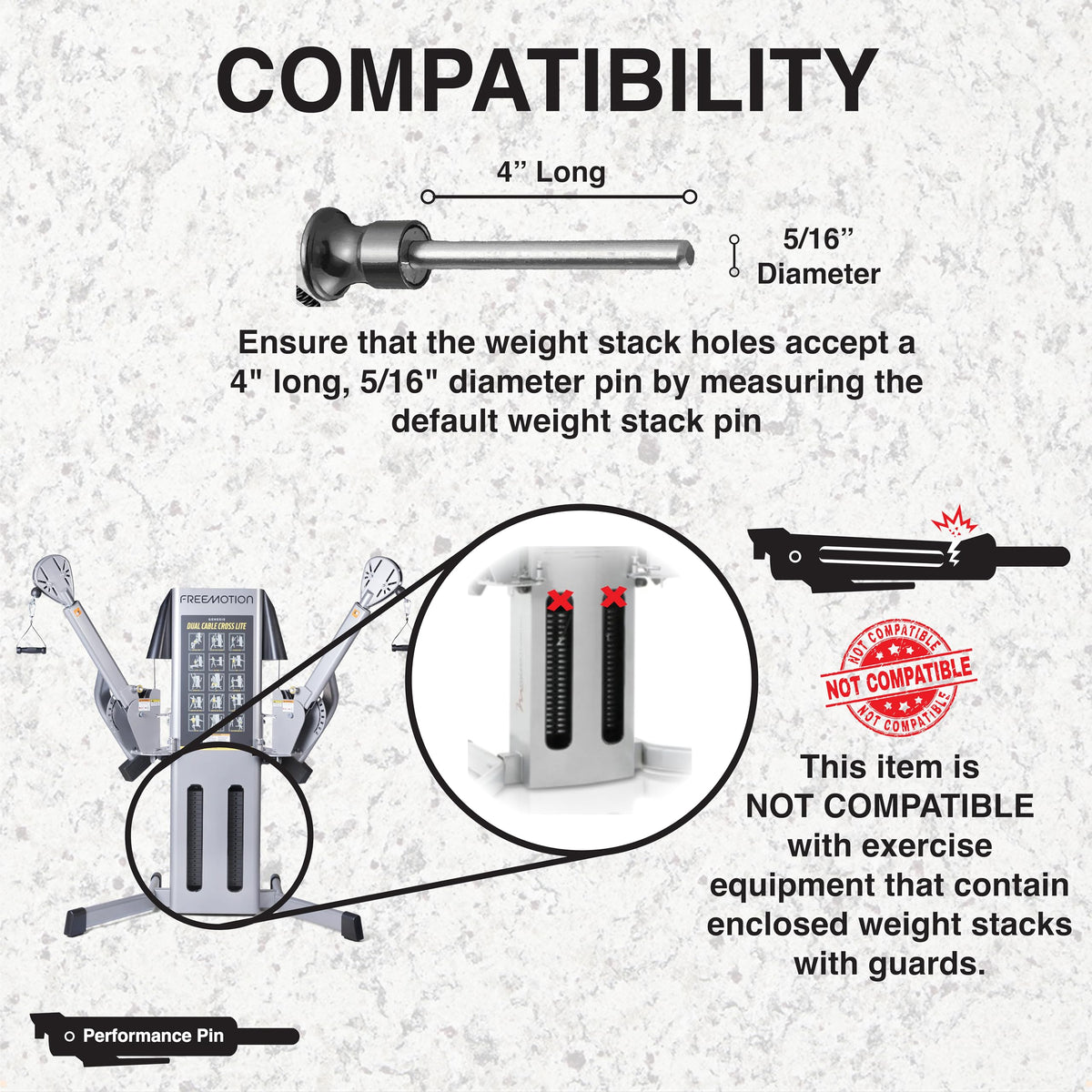 PERFORMANCE PIN The Original Drop Set Pins for Gym | One More Rep with Weight Stack Pins | Instant Transition to Lower Weights for More Reps | Proudly Made in America | 5/16" Pin | Red
