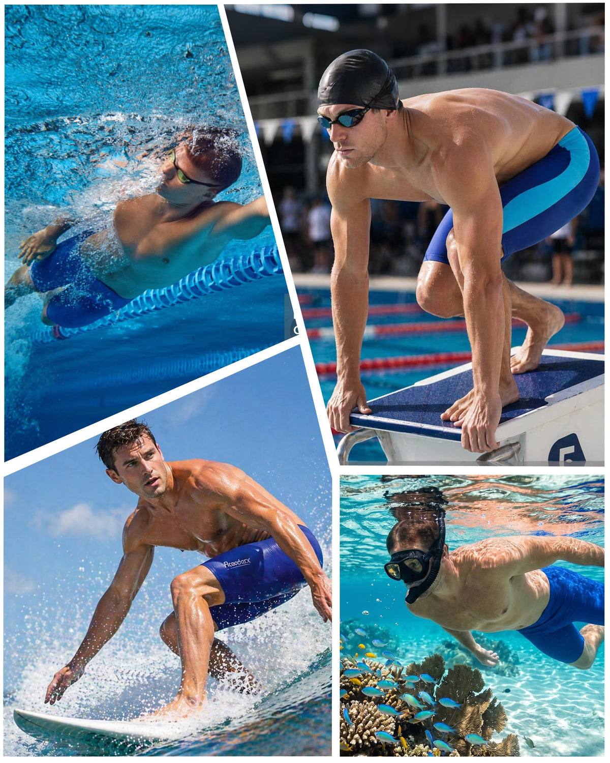 Roadbox Swim Jammers for Men, Athletic Swimsuit for Training Racing, Quick Dry Endurance Competitive Swimming Shorts UPF 50+