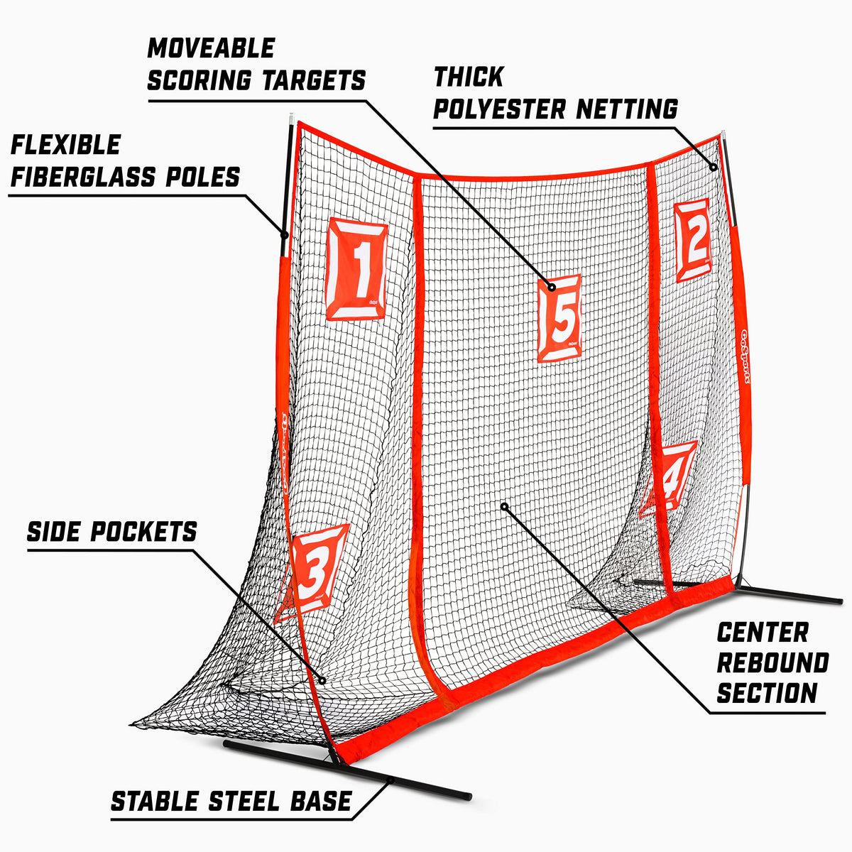 GoSports Strike Net 12 ft x 8 ft Soccer Training Goal - Practice Net for All Skill Levels