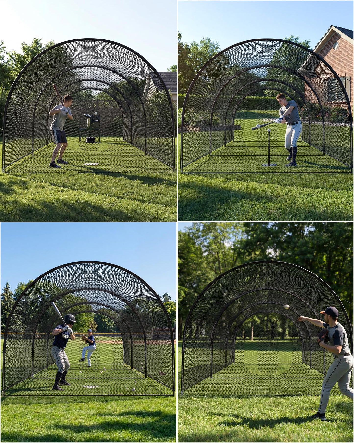 33ft Baseball Batting Cage with Frame and Net, Batting and Pitching Practice Net for Baseball, Softball, and Golf, Suitable for Backyard or Field