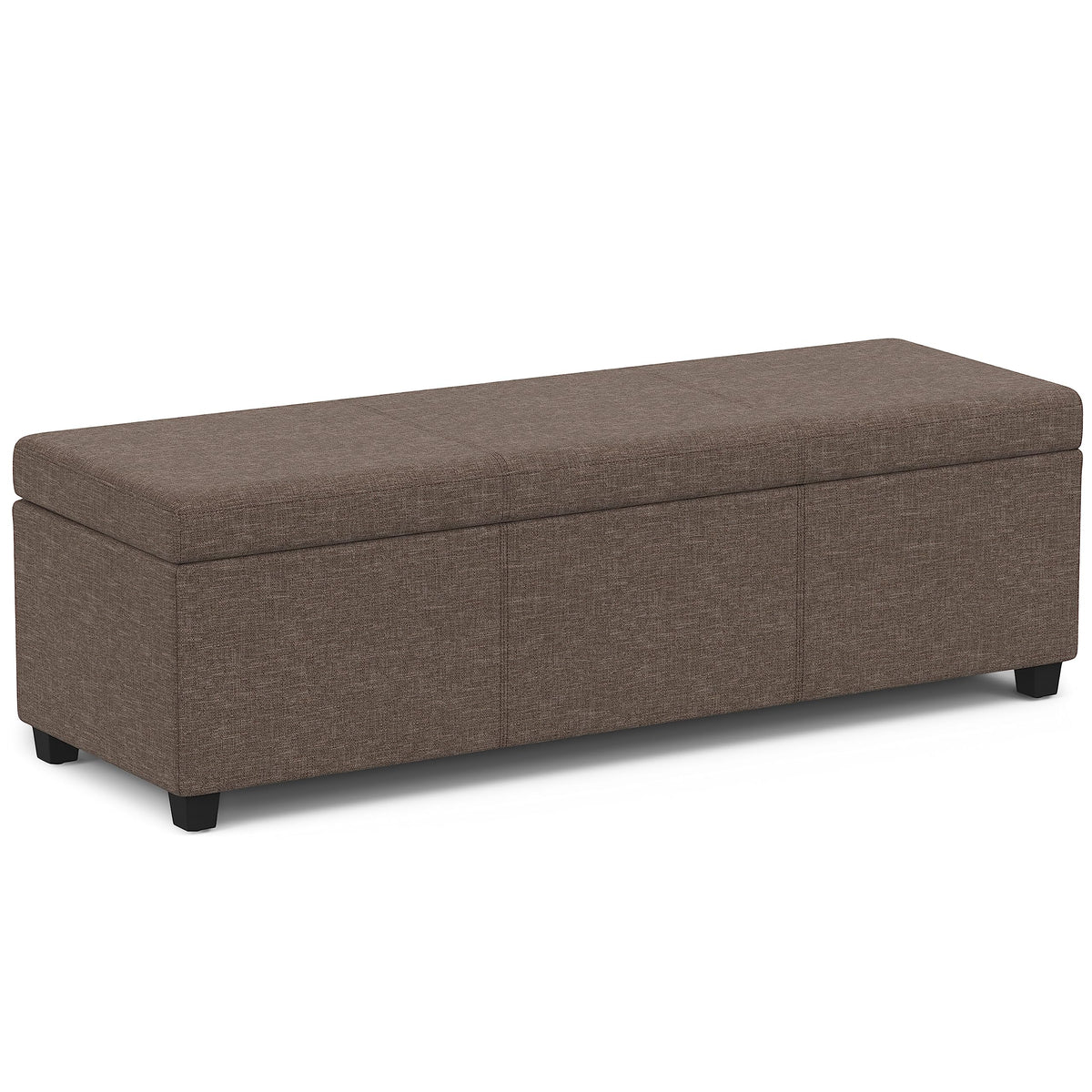 SIMPLIHOME Avalon Extra Large Storage Ottoman Bench - 54 inch Wide Upholstered Linen Look Fabric Rectangular Lift-Top Ottoman in Fawn Brown, Contemporary Bench for Living Room with Hidden Storage