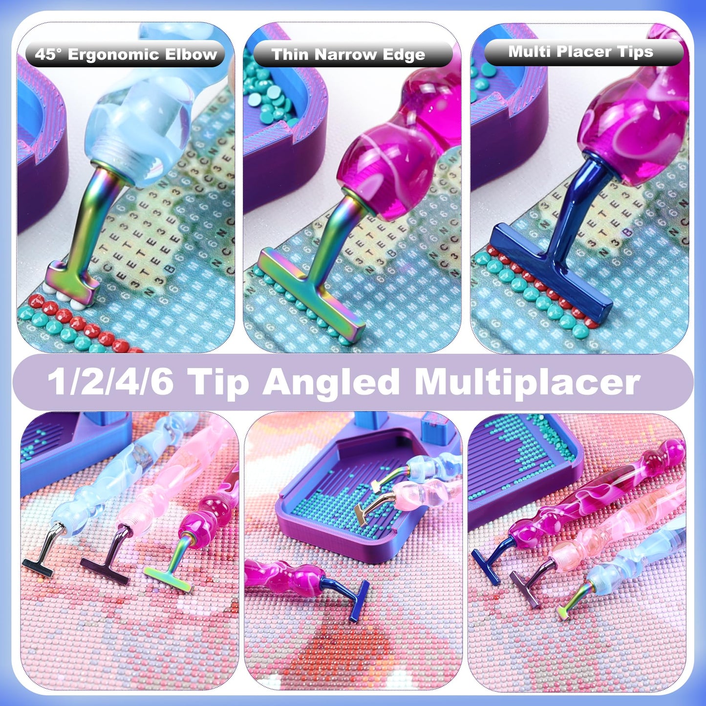 Diamond Painting Art Drill Bead Dot Pen Kit with Ergonomic 45° Screw Metal Tips Nibs Placers Roller Tool Accessories, Diamond Art Putty, Diamond Painting Tray, Tweezer (Dark Blue 1246 Beads)