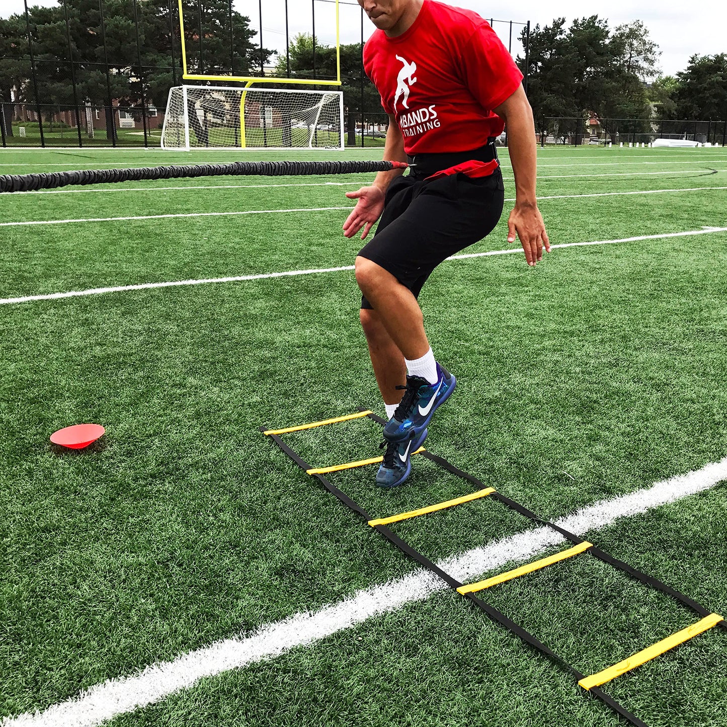 Kbands Training Speed Reactive Stretch Cord - Adjustable Belt, Anchor Strap, Dual Resistance Cord, Overspeed Accelerator, Vertical FX (Waist is 40 Inches or More)