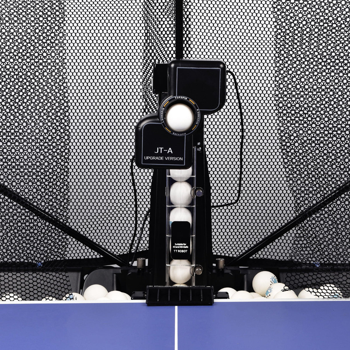 WAYMARK Ping Pong Machine with Net Table Tennis Robot JT-A with Intercepted Net for Training Suitable Ping Pong Table Come with 100 Balls