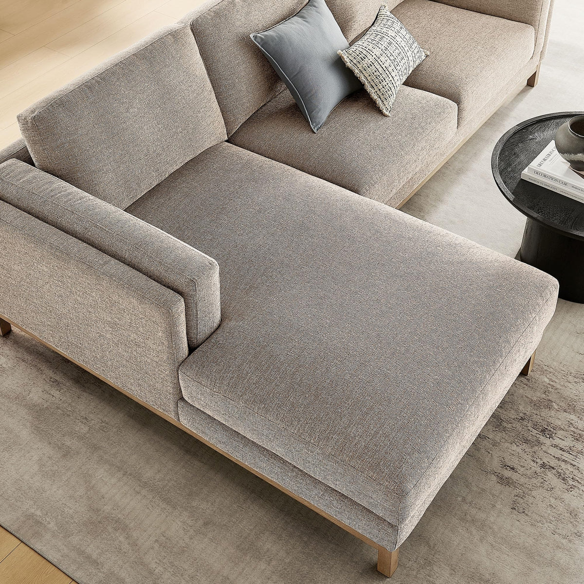 Modway Roscoe Left-Facing Sectional Sofa with Chaise in Pewter - 2-Piece Mélange Chenille Fabric Deep Seat Couch, L Shaped Modular for Living Room or Lounge