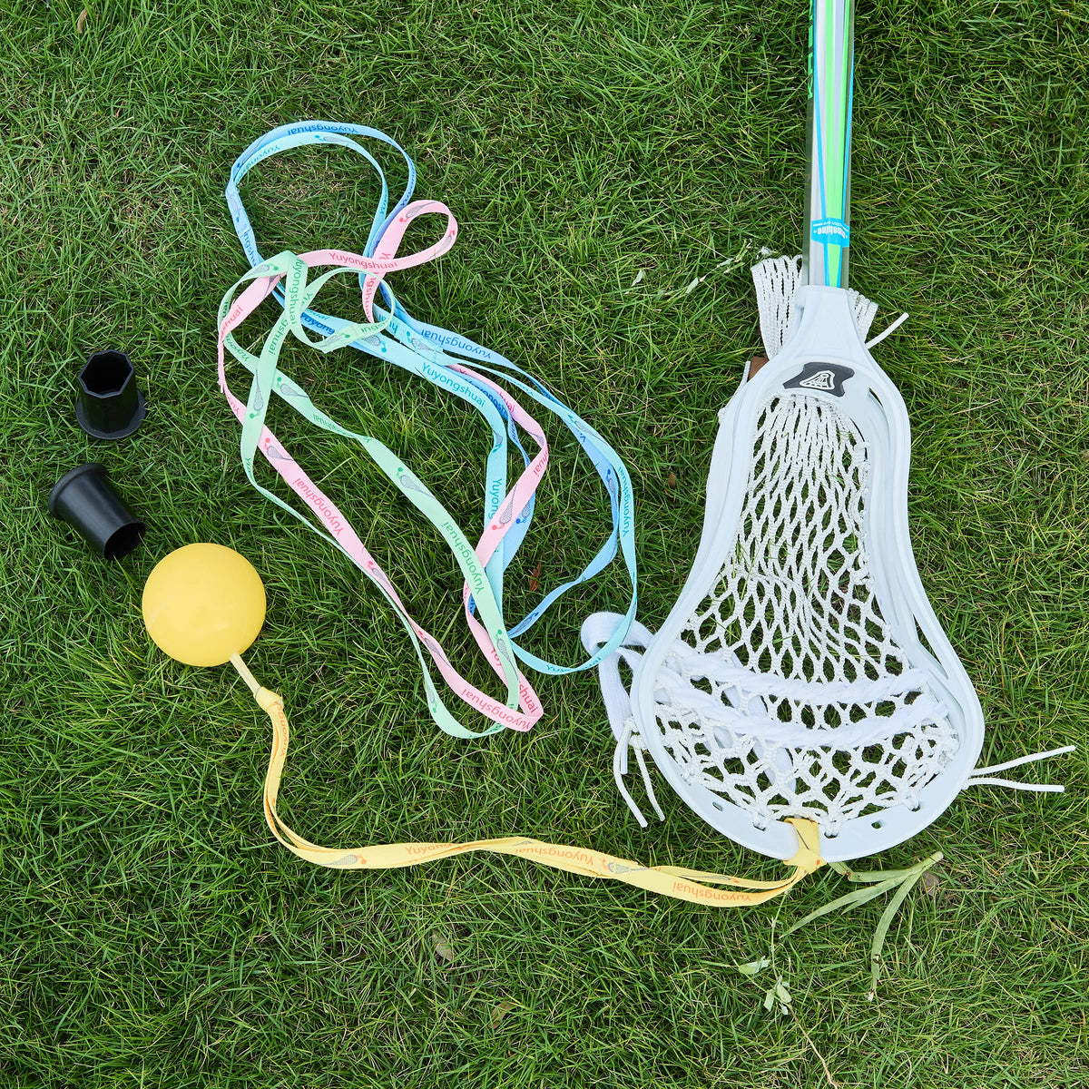 Yuyongshuai Lacrosse Training Equipment,Lacrosse Practice Cradling, Rebounders for Youth, Includes: 1 Ball, 5 Ropes, 2 Rubber Sleeves.